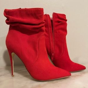 Just Fab red stiletto bootie- size 9